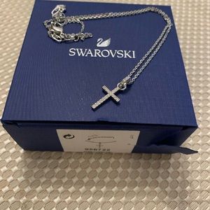 Swarovski crystal silver cross necklace